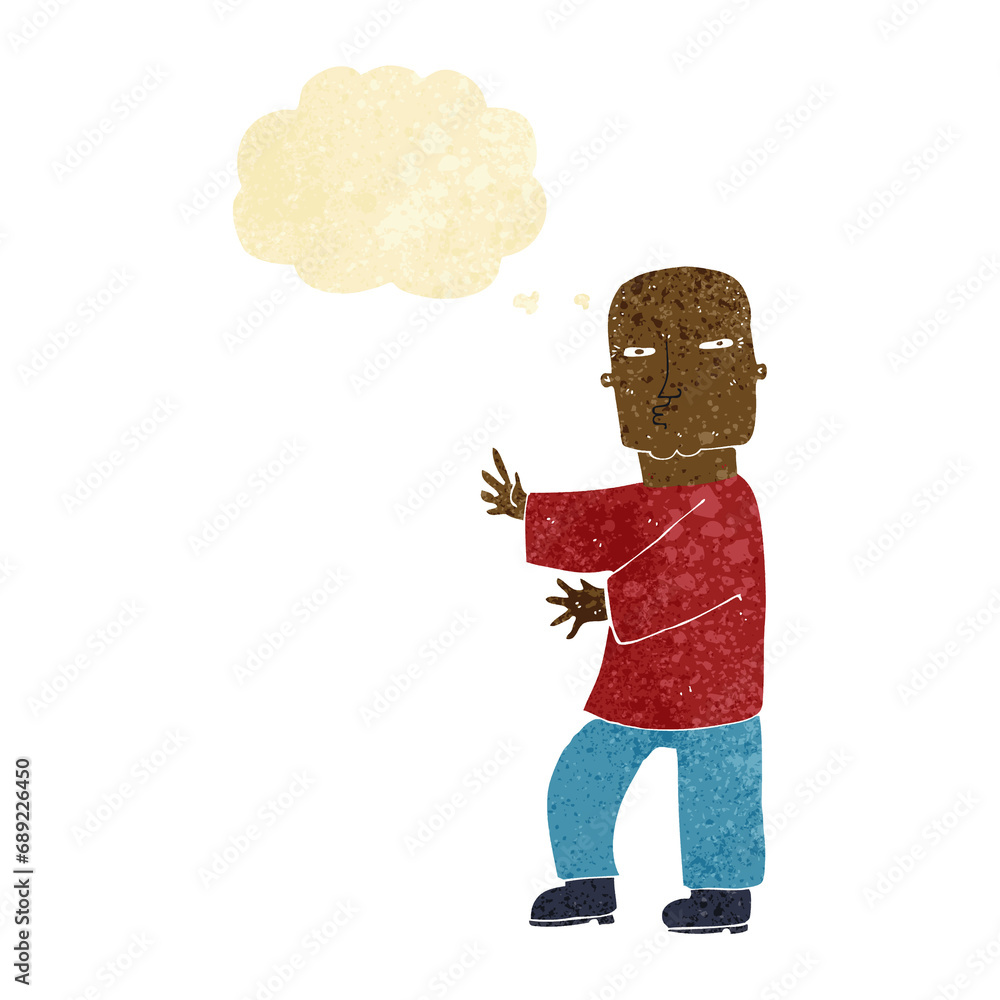 cartoon tough man with thought bubble cartoon tough man with thought bubble