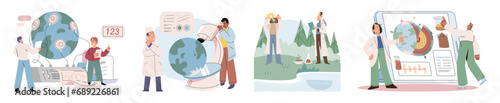 Laboratory research. Vector illustration. The laboratory research concept provides structured framework for conducting systematic investigations Information sharing and collaboration in lab accelerate