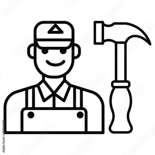 Carpenter icon vector on trendy design