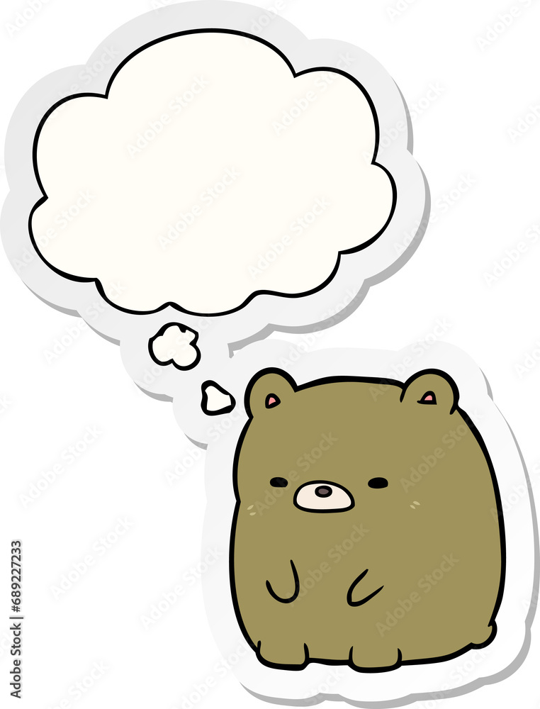 cartoon sad bear with thought bubble as a printed sticker cartoon sad bear with thought bubble as a printed sticker