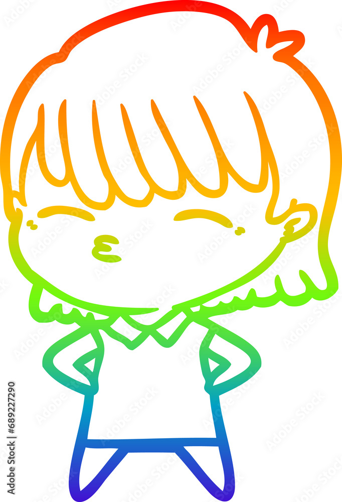 rainbow gradient line drawing of a cartoon woman rainbow gradient line drawing of a cartoon woman