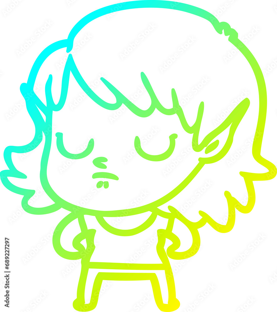 cold gradient line drawing of a cartoon elf girl cold gradient line drawing of a cartoon elf girl