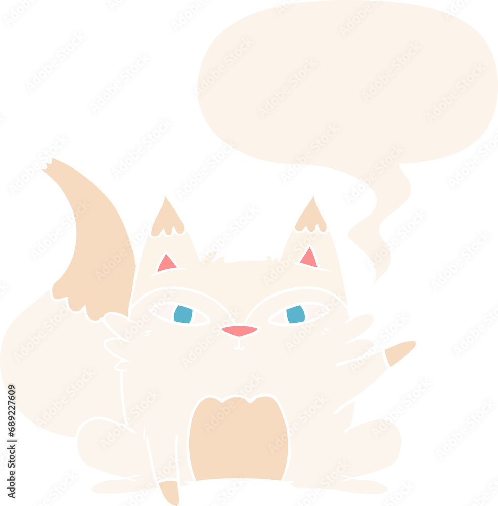 cartoon arctic fox with speech bubble in retro style cartoon arctic fox with speech bubble in retro style