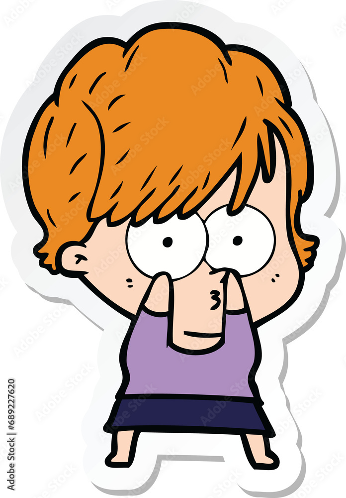sticker of a cartoon woman sticker of a cartoon woman