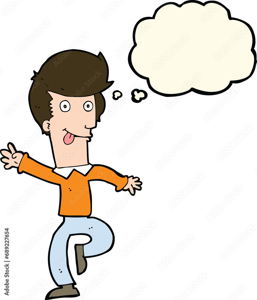 cartoon man dancing with thought bubble cartoon man dancing with thought bubble