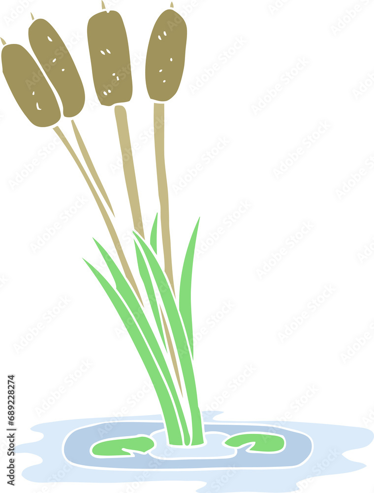 flat color illustration of reeds - obrazy, fototapety, plakaty 