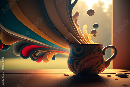 Colorful Coffee Cup with Abstract Design photo