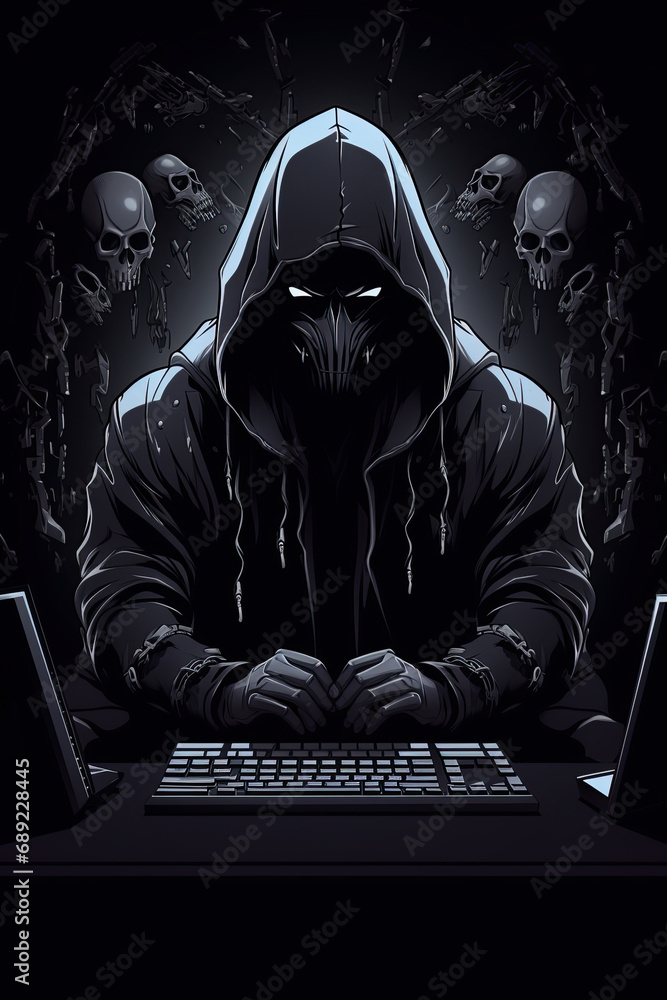 Evil hacker. Cyber crime. Data stealing. Web fraud concept. Generative Ai Evil hacker. Cyber crime. Data stealing. Web fraud concept. Generative Ai