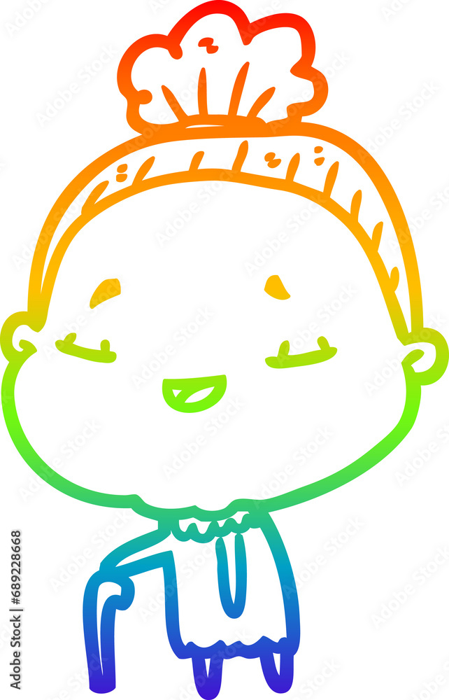 rainbow gradient line drawing of a old woman with walking stick rainbow gradient line drawing of a old woman with walking stick