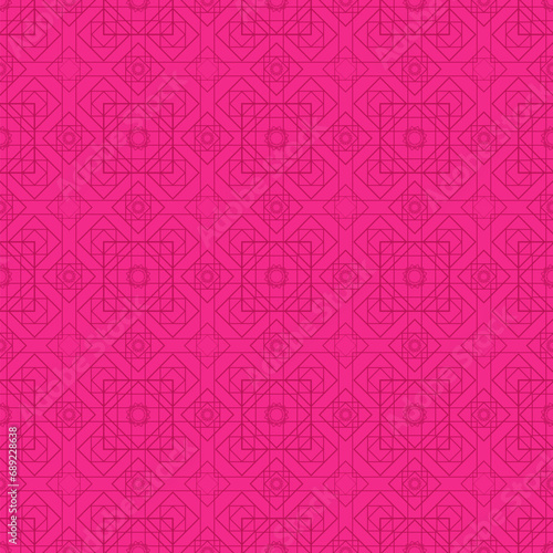 Vector pattern created by many squares and lines in pink background like mandala style