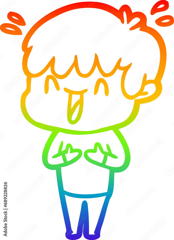 rainbow gradient line drawing of a cartoon laughing boy rainbow gradient line drawing of a cartoon laughing boy