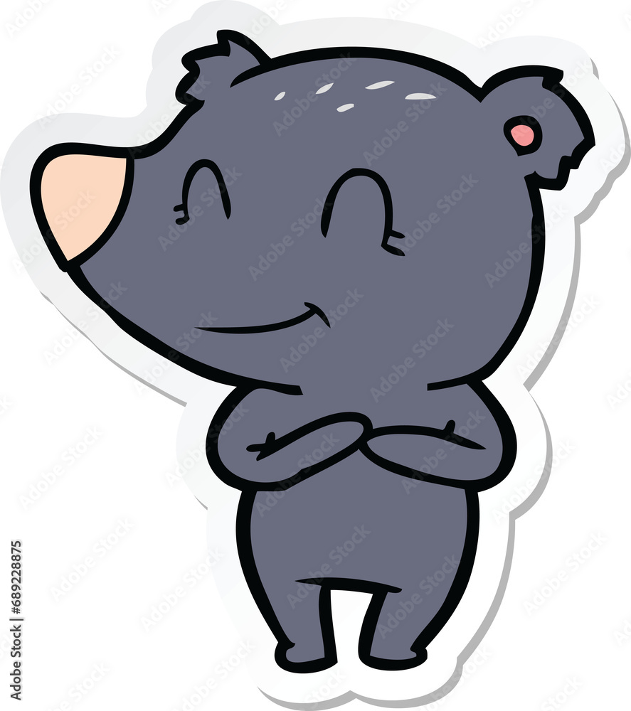sticker of a friendly bear cartoon sticker of a friendly bear cartoon