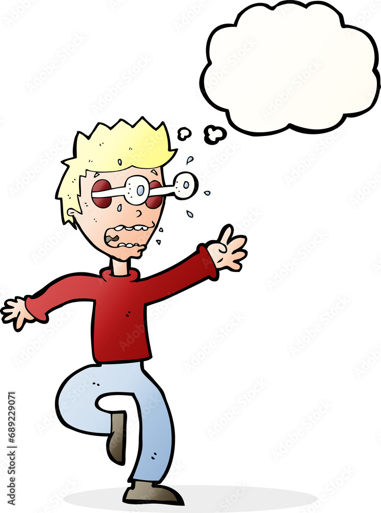 cartoon terrified man with eyes popping out with thought bubble cartoon terrified man with eyes popping out with thought bubble