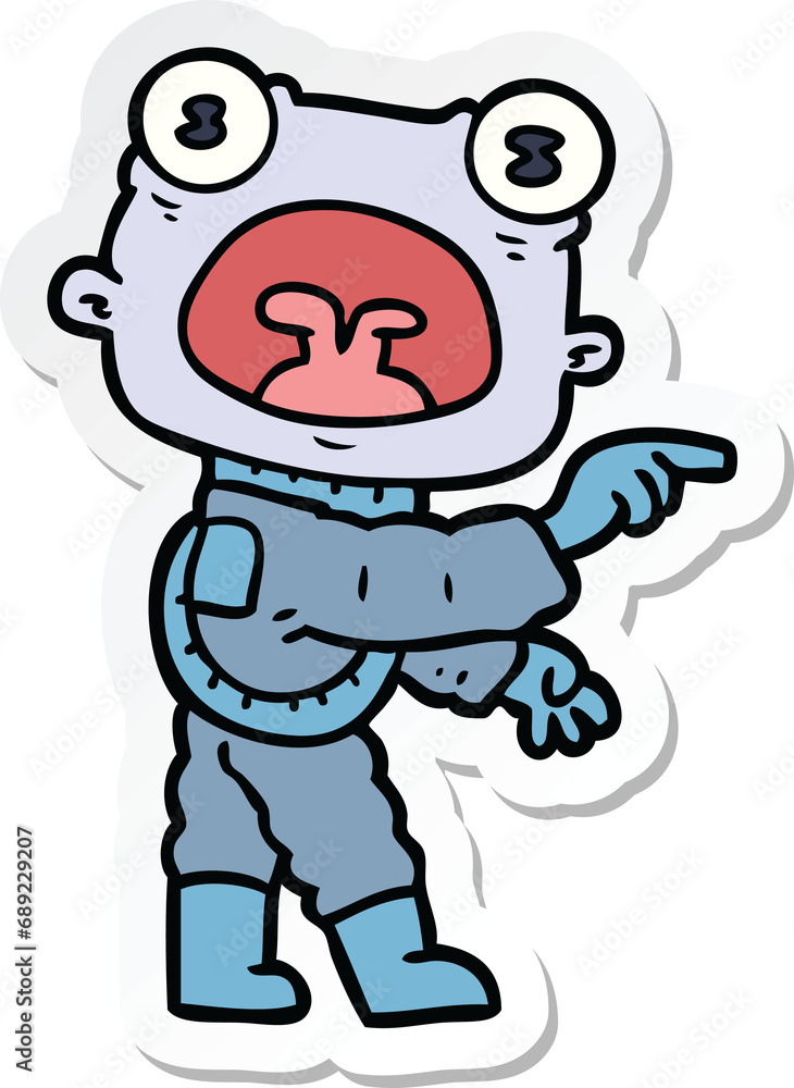 Fototapeta premium sticker of a cartoon weird alien communicating