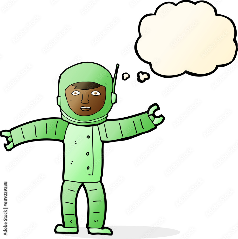 cartoon space man with thought bubble cartoon space man with thought bubble