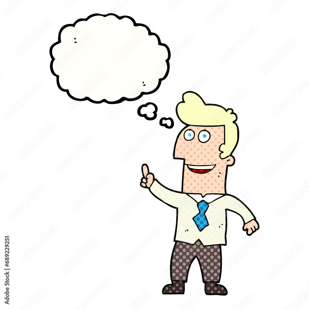 freehand drawn thought bubble cartoon businessman pointing freehand drawn thought bubble cartoon businessman pointing