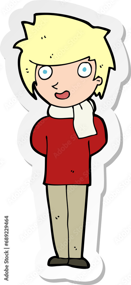 sticker of a cartoon friendly man sticker of a cartoon friendly man