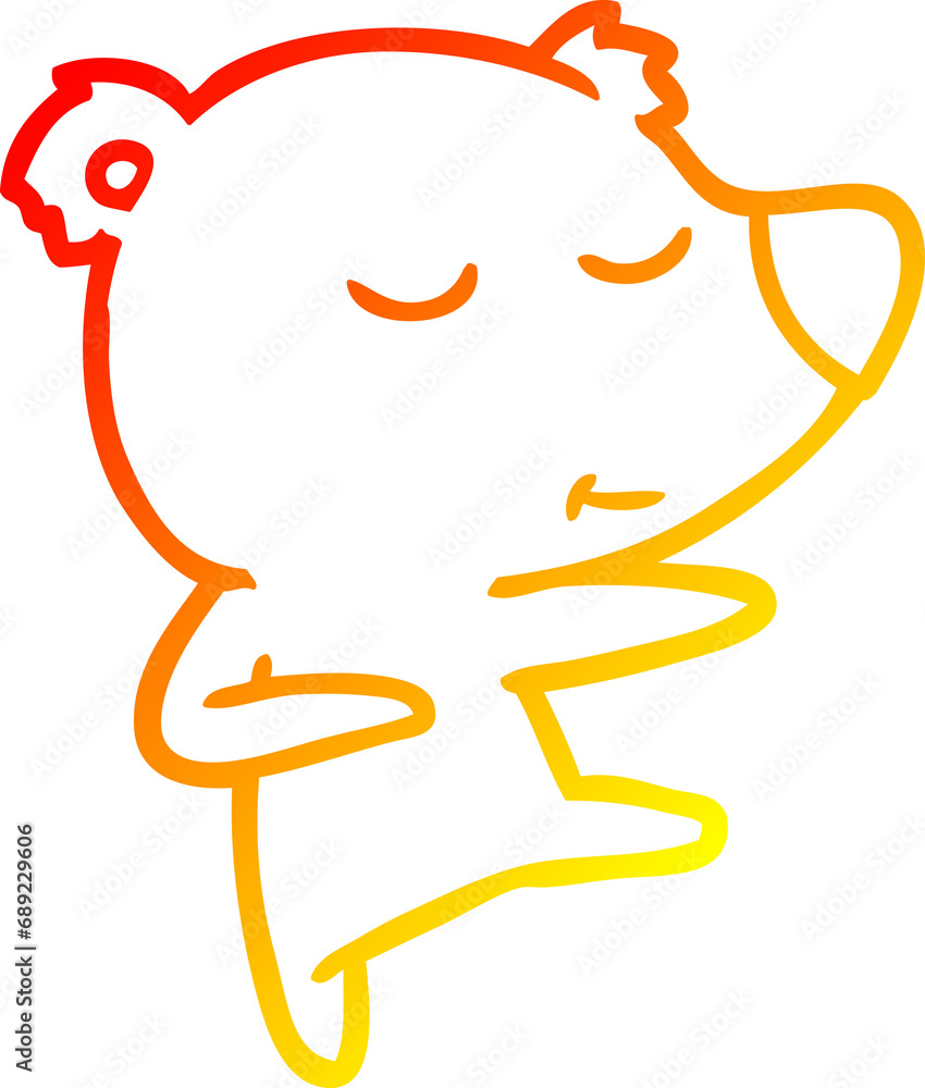 warm gradient line drawing of a happy cartoon bear dancing warm gradient line drawing of a happy cartoon bear dancing