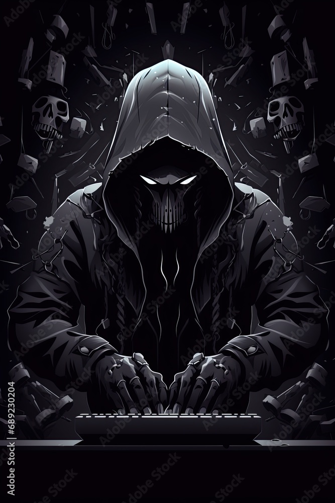 Evil hacker. Cyber crime. Data stealing. Web fraud concept. Generative Ai Evil hacker. Cyber crime. Data stealing. Web fraud concept. Generative Ai