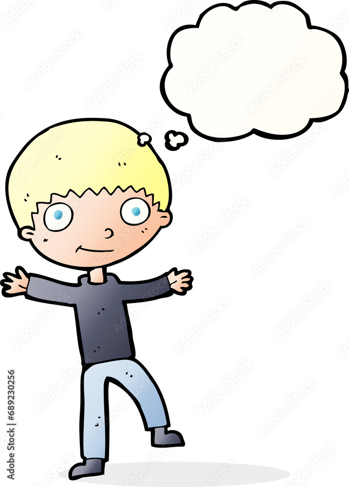 cartoon happy boy with thought bubble cartoon happy boy with thought bubble