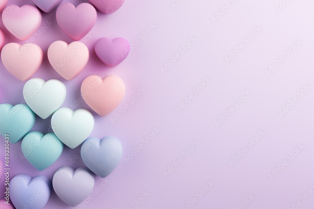 Valentine's Day background. Composition with candy hearts on pastel pink background. Valentines Day greating card. Flat lay, top view. Valentine's Day background. Composition with candy hearts on pastel pink background. Valentines Day greating card. Flat lay, top view.