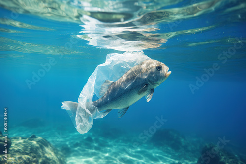 Ocean's Cry for Help: Fish Trapped in Plastic Menace © Carmen Martín J.