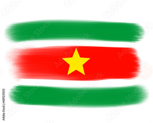 surinamese flag with paint strokes photo