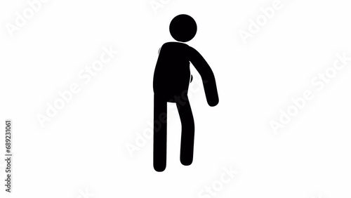 Pictogram man dances joyfully. Icon man dancing a twist. looped Animation with alpha channel