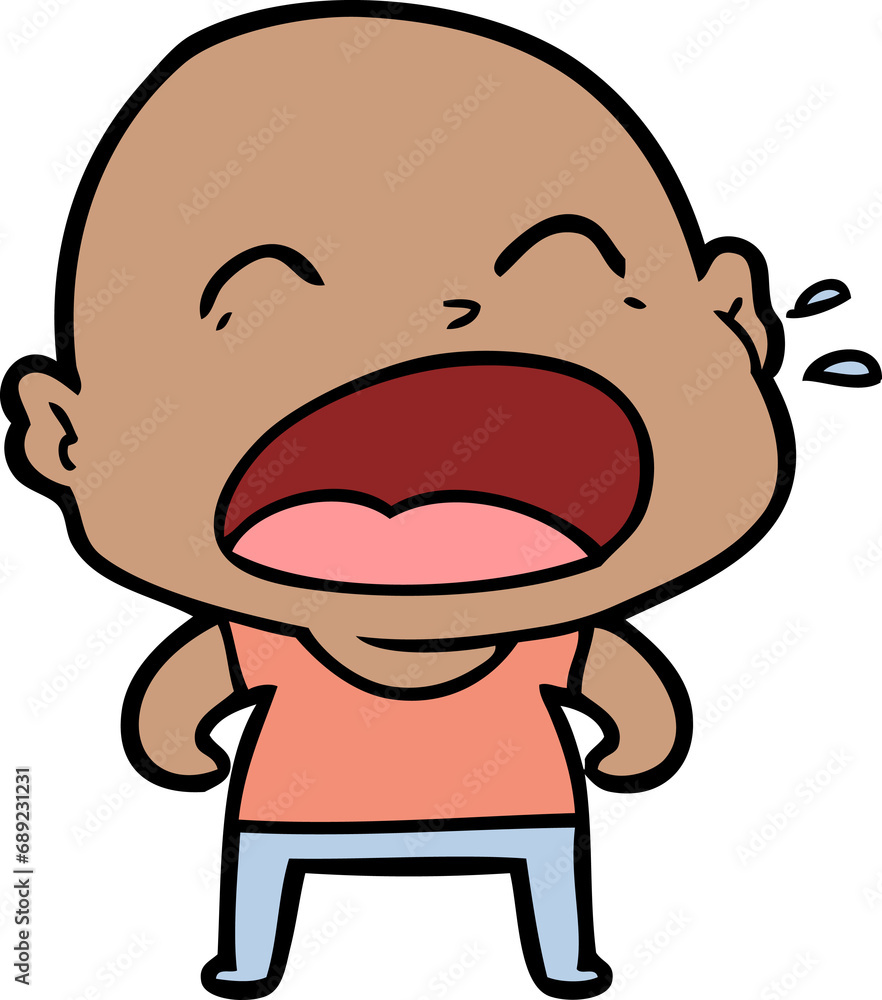 Obraz premium cartoon shouting bald man