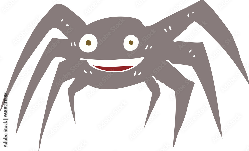 flat color illustration of happy spider flat color illustration of happy spider