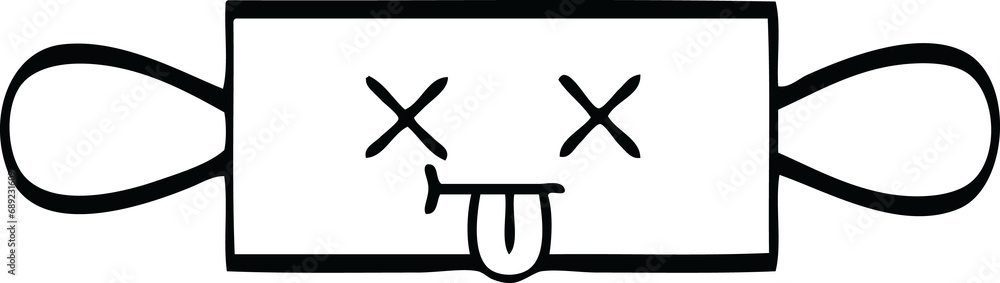 line drawing cartoon of a rolling pin line drawing cartoon of a rolling pin