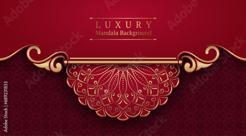 Red luxury background with mandala ornament