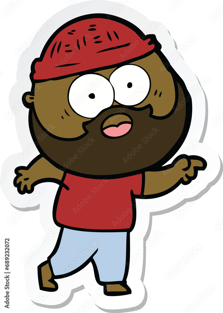 sticker of a cartoon bearded man sticker of a cartoon bearded man