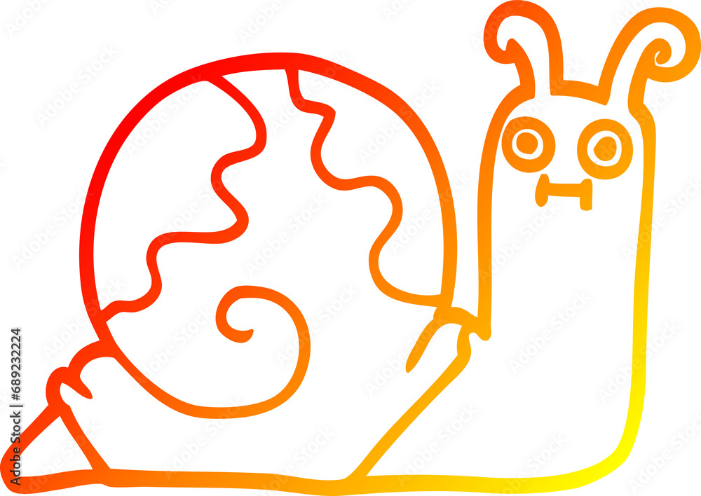 warm gradient line drawing of a cartoon snail warm gradient line drawing of a cartoon snail