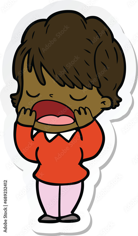 sticker of a cartoon woman talking sticker of a cartoon woman talking