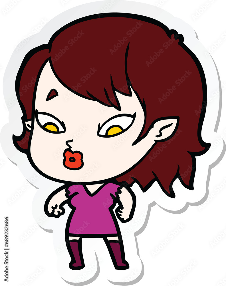 sticker of a cute cartoon vampire girl sticker of a cute cartoon vampire girl
