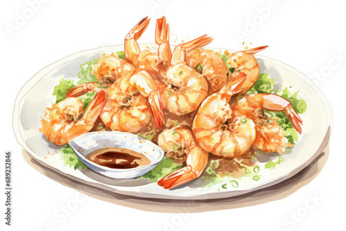 Grill food cuisine shrimp plate gourmet dinner delicious prawn seafood tasty background meal