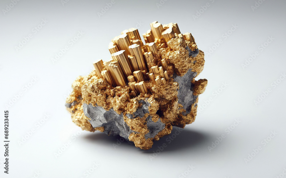 gold ore stone stone rock boulder minerals gold nugget  white background