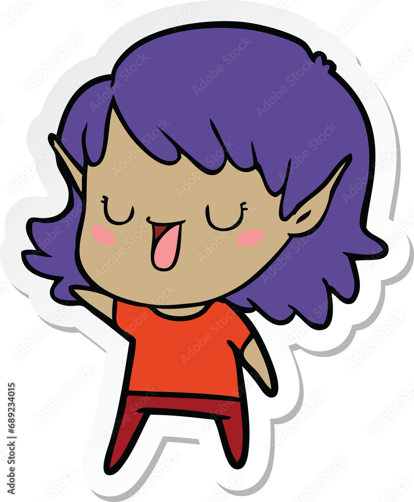 sticker of a cartoon elf girl sticker of a cartoon elf girl