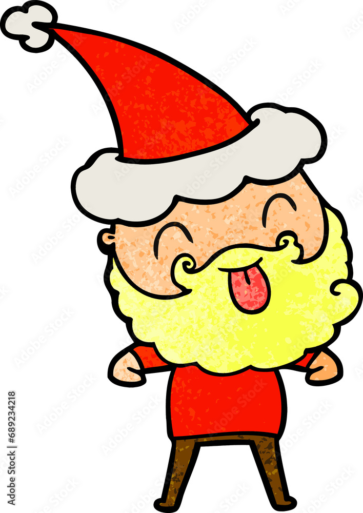 man with beard sticking out tongue wearing santa hat man with beard sticking out tongue wearing santa hat