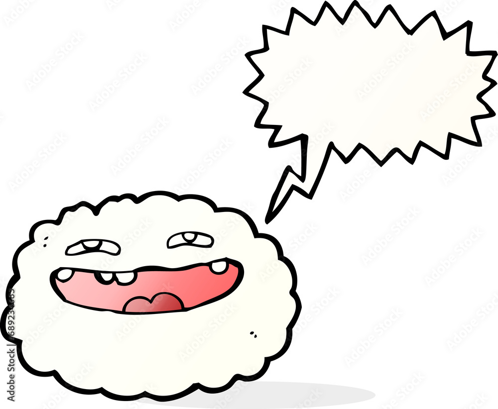 happy cartoon cloud with speech bubble