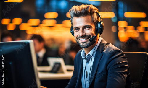 Call Center Manager in Elegant Suit at Work