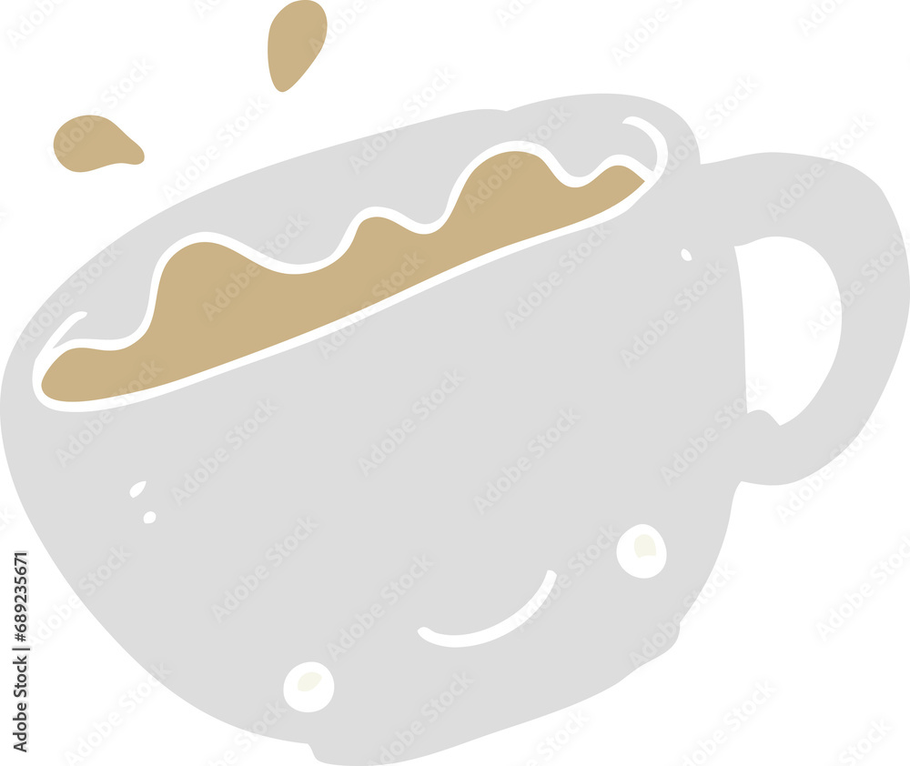 flat color style cartoon cup of coffee flat color style cartoon cup of coffee