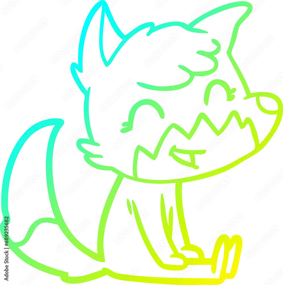 cold gradient line drawing of a happy cartoon fox cold gradient line drawing of a happy cartoon fox