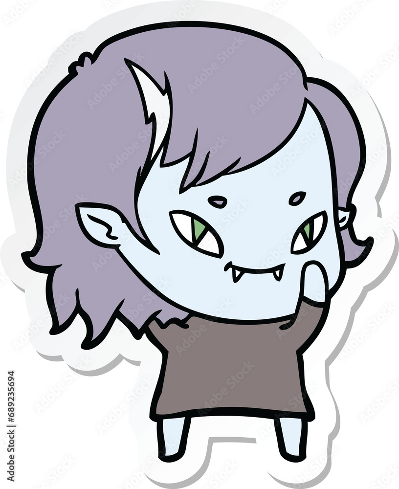 sticker of a cartoon friendly vampire girl sticker of a cartoon friendly vampire girl