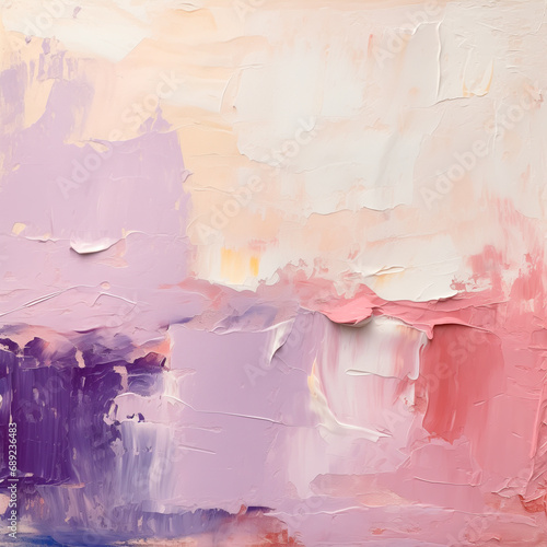 Close-up of a textured painting with strokes of pastel oil paint, creating a soft, tactile surface with artistic depth
