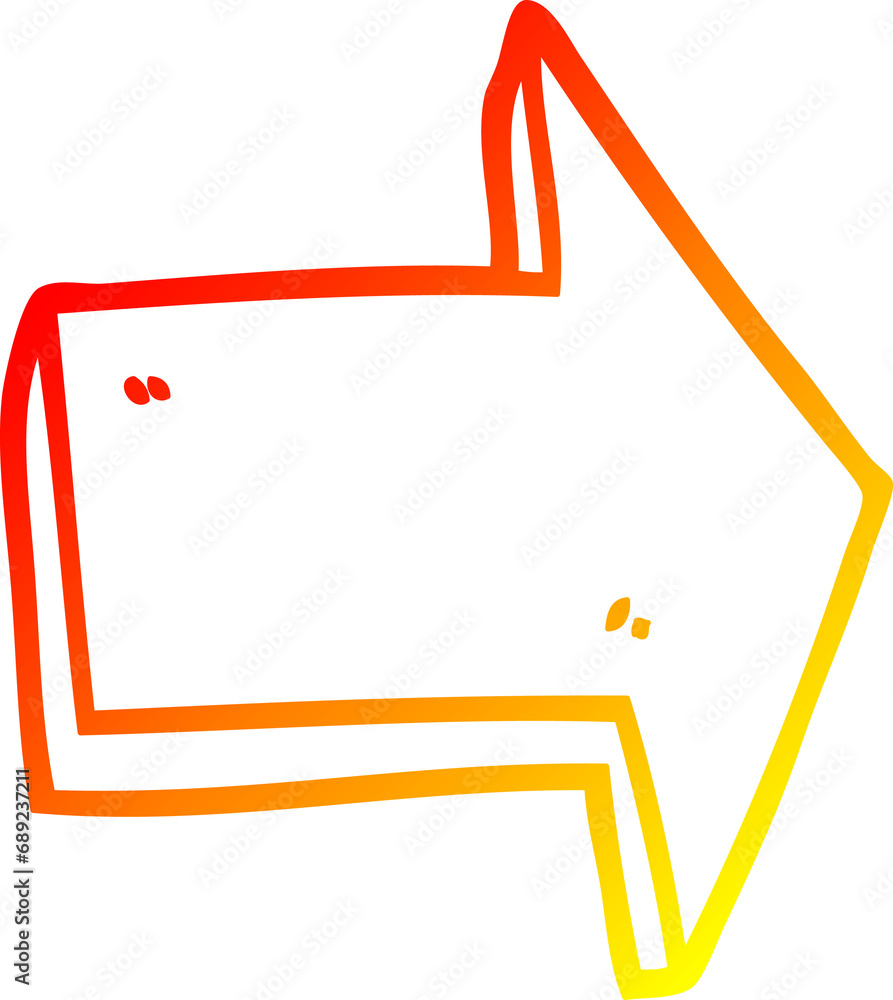warm gradient line drawing of a cartoon pointing arrow warm gradient line drawing of a cartoon pointing arrow
