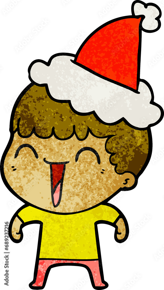 hand drawn textured cartoon of a happy man wearing santa hat hand drawn textured cartoon of a happy man wearing santa hat