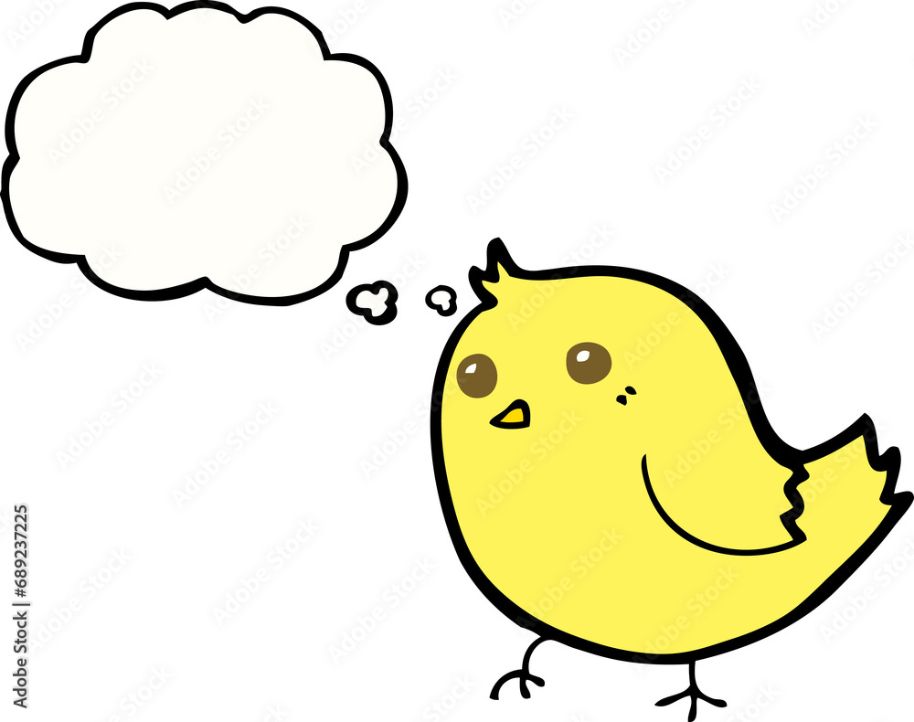 cartoon bird with thought bubble cartoon bird with thought bubble