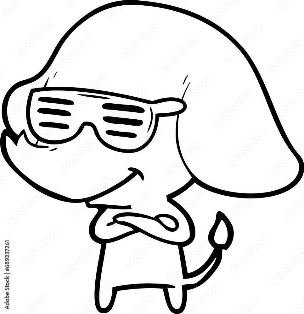 Fototapeta premium cartoon cool smiling elephant with crossed arms